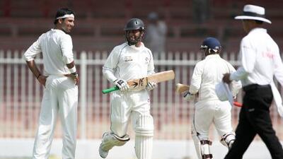 UAE's Bakhtiyar Palekar, centre, would not have played against Afghanistan on Wednesday had Saqib Ali been fit.
