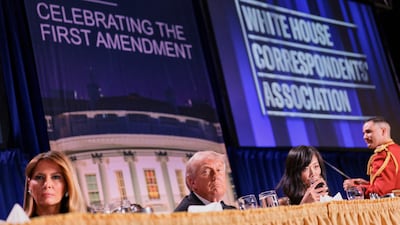 U. S. President Donald Trump and first lady Melania Trump, next to CBS News senior White House correspondent Weijia Jiang, attend the annual White House Correspondents' Association dinner in Washington, D. C. , U. S. , April 25, 2026. REUTERS / Jonathan Ernst