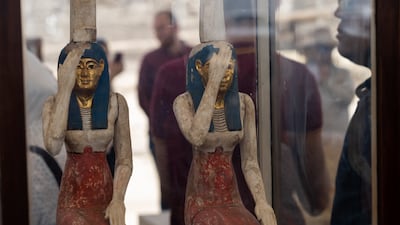 This is the largest number of coffins and bronze statues to be unearthed by the Egyptian mission at the site near the famous Step Pyramid of Djoser. Mahmoud Nasr / The National