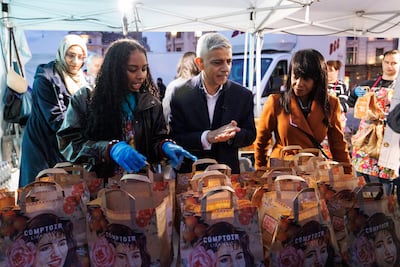 Mayor of London Sadiq Khan at an iftar in Trafalgar Square this week. EPA