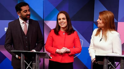 Scottish Health Secretary Humza Yousaf, Finance Secretary Kate Forbes, centre, and former minister Ash Regan have called for greater transparency over voting figures. Getty