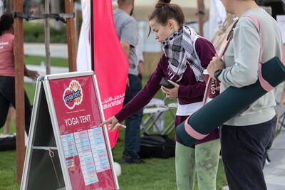 Yogafest 2022 is expected to attract up to 5,000 yoga enthusiasts to the Dubai Internet City Amphitheatre this weekend. Antonie Robertson / The National