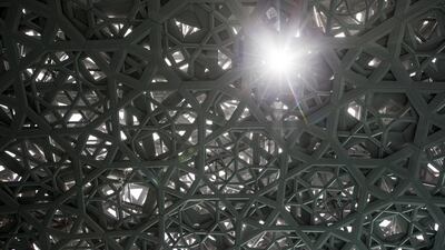 The ‘Rain of light’ canopy, which will diffuse light directed down into the interior of the Louvre Abu Dhabi. Christopher Pike / The National