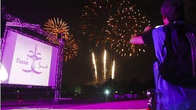 Fireworks mark the opening of the first special needs athletics grand prix in Dubai. Lee Hoagland / The National