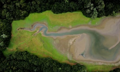 Bewl Water Reservoir, near Lamberhurst in Kent, is holding 67 per cent of its capacity as the dry weather continues. PA