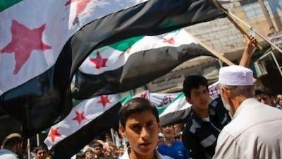 Thousands of Syrians from Mareh, a city in the northern Syria, protest against the regime for the massacre in Tremseh.