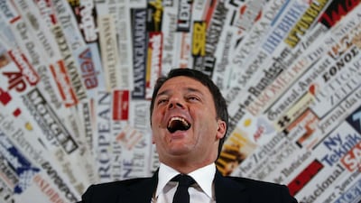 Italy’s prime minister, Matteo Renzi, laughs during a news conference with the foreign press in Rome. Alessandro Bianchi / Reuters