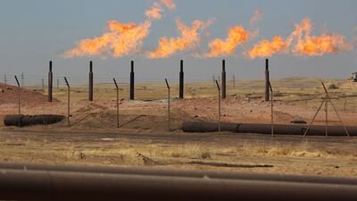 Gas flares at the Bai Hassan oilfield, west of the city of Kirkuk, in northern Iraq. AFP