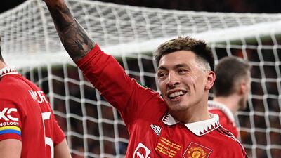 Manchester United's Lisandro Martinez celebrates. AFP