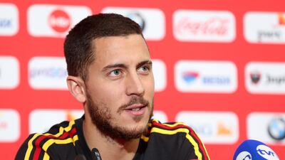 Eden Hazard talks to the media ahead of Belgium's international friendly against Saudi Arabia. Bruno Fahy / AFP