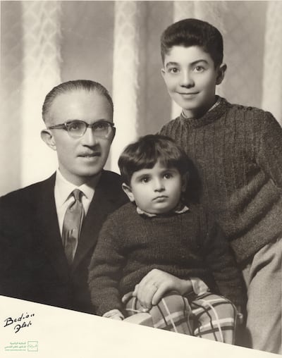 President Nazem Al Kudsi with his two youngest sons Faisal and Fares at the Presidential Palace in Damascus, in 1961. Photo: Presidential Library of Dr Nazem Al Kudsi