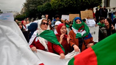 Algerian protesters demonstrated against their ailing president's bid for a fifth term in power in Algiers. AFP