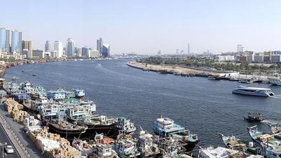 The Dubai Creek as seen from the Deira side of the city. Dubai Municipality wants to have the Creek declared a Unesco World Heritage site. Antonie Robertson / The National