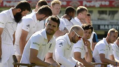 James Anderon, sitting left, is the first player to be charged with a Level 3 offence since Harbhajan Singh was in 2008. Philip Brown / Reuters