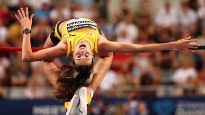 Ukraine's Yaroslava Mahuchikh takes part in the women's high jump at the Diamond League athletics in Paris. Reuters