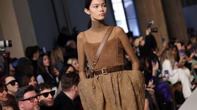 Flashes of 18th-century pannier skirts at Max Mara. Getty Images