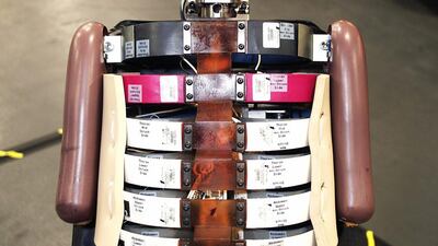 Dummies when fully instrumented have up to 100 devices installed from head to foot streaming 300 channels of data documenting the impact and its effects. Bill Pugliano / Getty Images / AFP