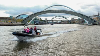 The baton travels by boat during it's journey through Newcastle. Getty Images