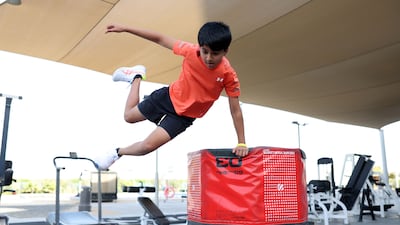 A varied workout that focuses on core strength and agility is key for the young mountaineer. Chris Whiteoak / The National