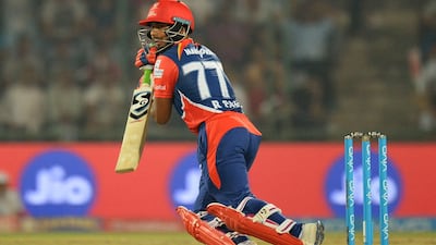Delhi Daredevils batsman Rishabh Pant plays a shot during the 2017 Indian Premier League (IPL) Twenty20 cricket match between Delhi Daredevils and Gujarat Lions at the Feroz Shah Kotla Stadium in New Delhi on May 4, 2017. Sajjad Hussain / AFP