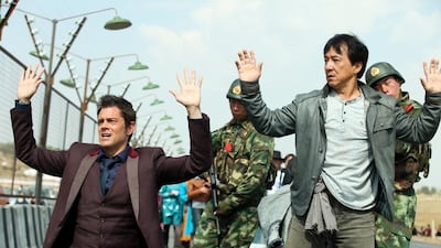 Johnny Knoxville, left, and Jackie Chan in Skiptrace. Courtesy Italia Film International
