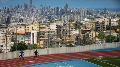 Aziza Sbaity trains at the Université Antonine track. Courtesy Matt Kynaston