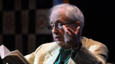 McCourt reads from his book Teacher Man during the second day of the Emirates Airline International Festival of Literature in Dubai in February.