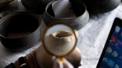 Engraved pottery, dating to the 18th century.