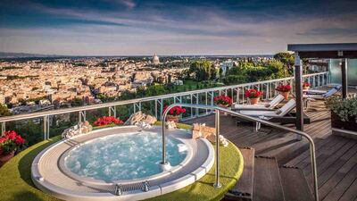 The Penthouse Suite comes with a rooftop terrace overlooking the city. Courtesy Waldorf Astoria Hotels & Resorts