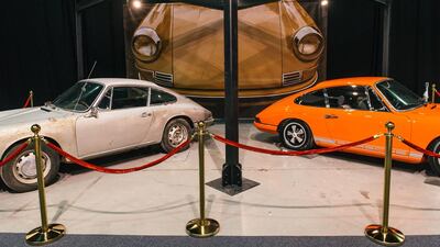 A collection of vintage cars at the opening night of the Dubai International Motor Show. Alex Atack for The National