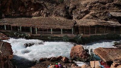 Amazigh women wash laundry by the Oum Rabia water springs in Khénifra, Morocco, on February 6, 2016.