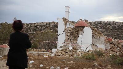 A local looks at the destroyed chapel. Reuters