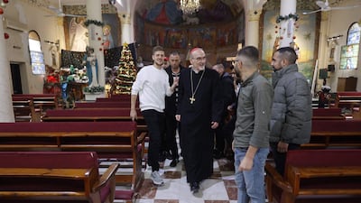 Cardinal Pierbattista Pizzaballa, Latin Patriarch of Jerusalem, at the Holy Family parish in Gaza city. He is in Gaza for Christmas Mass with the faithful of the Palestinian territory's only Roman Catholic church. AFP
