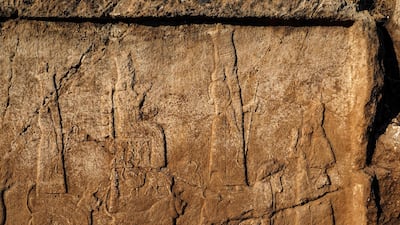 Carvings discovered on the walls of the ancient irrigation canal.