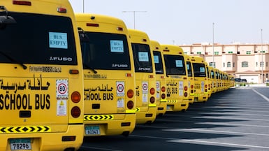School buses will not be a sight on UAE roads for the next few weeks at least. Victor Besa / The National