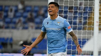 Lazio's Joaquin Correa of SS Lazio celebrates after scoring their fourth goal at the Stadio Olimpico in Rome. Getty