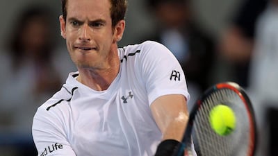 Andy Murray returns the ball to David Goffin during their semi-final match in the Mubadala World Tennis Championship in Abu Dhabi on December 30, 2016. Nezar Balout / AFP
