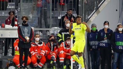 Villarreal's Samuel Chukwueze celebrates levelling the scores on the night. Reuters