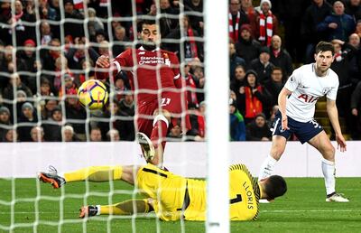 Liverpool's Mohamed Salah scored twice against Tottenham on Sunday. Michael Regan / Getty Images