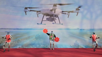 Robots perform a dance for the Spring Culture Festival at the Ancient Observatory building in Beijing. AFP