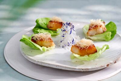 The cod is served in lettuce cups at Nobu by the Beach. Photo: Atlantis The Royal