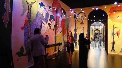 Art work by Emirati graffiti artist Khalid Mezaina on display at the Wanderland exhibition. Pawan Singh / The National