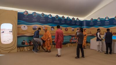 Worshippers take part in a ceremony.