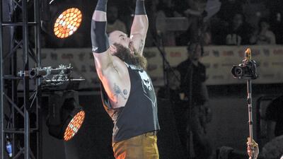 Braun Strowman in action during the WWE's tour of Abu Dhabi in December. The company have now signed a 10-year deal to tour Saudi Arabia. Khushnum Bhandari / The National