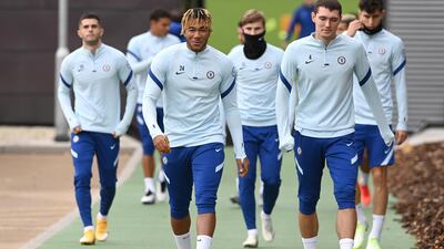 Reece James and Andreas Christensen prepare for Chelsea training. Getty