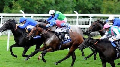 Jockey Mickael Barzalona and Cap O’Rushes, left, delivered a maiden Group 1 win for Charlie Appleby in the Gordon Stakes.