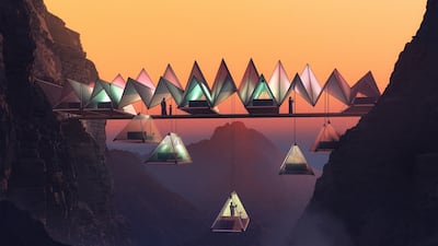 The tented retreat includes a unique camping experience suspended as it will be between two peaks of the Hajar Mountains