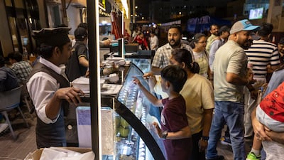 The stalls create a market atmosphere