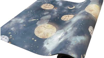 The Night Sky non-slip yoga mat by Harri and Eve is made from recycled tree rubber and is suitable for children between 18 months and 10 years; Dh289 from www.harriandeve.com. Photo: Harri and Eve