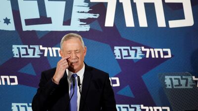 Benny Gantz, head of Blue and White party, delivers a statement in Tel Aviv, Israel November 20, 2019. REUTERS/Amir Cohen
